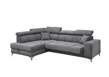 Ecksofa >SYDNEY< Elektrische Sitztiefenverstellung, 5 verstellbare Kopfstützen, Bettkasten, in anthrazit - 268x105x172 (BxHxT)
