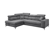 Ecksofa >SYDNEY< Elektrische Sitztiefenverstellung, 5 verstellbare Kopfstützen, Bettkasten, in anthrazit - 282x105x198 (BxHxT)