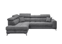 Ecksofa >SYDNEY< Elektrische Sitztiefenverstellung, 5 verstellbare Kopfstützen, Bettkasten, in anthrazit - 268x105x172 (BxHxT)