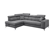 Ecksofa >SYDNEY< Elektrische Sitztiefenverstellung, 5 verstellbare Kopfstützen, Bettkasten, in anthrazit - 268x105x172 (BxHxT)