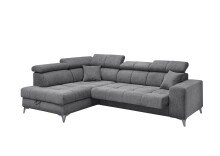 Ecksofa >SYDNEY< Elektrische Sitztiefenverstellung, 5 verstellbare Kopfstützen, Bettkasten, in anthrazit - 268x105x172 (BxHxT)