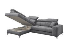 Ecksofa >SYDNEY< Elektrische Sitztiefenverstellung, 5 verstellbare Kopfstützen, Bettkasten, in anthrazit - 282x105x198 (BxHxT)