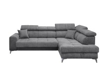 Ecksofa >SYDNEY< Elektrische Sitztiefenverstellung, 5 verstellbare Kopfstützen, Bettkasten, in anthrazit - 268x105x172 (BxHxT)