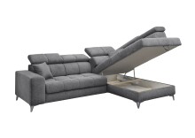 Ecksofa >SYDNEY< Elektrische Sitztiefenverstellung, 5 verstellbare Kopfstützen, Bettkasten, in anthrazit - 268x105x172 (BxHxT)