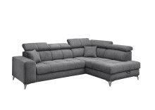 Ecksofa >SYDNEY< Elektrische Sitztiefenverstellung, 5 verstellbare Kopfstützen, Bettkasten, in anthrazit - 282x105x198 (BxHxT)