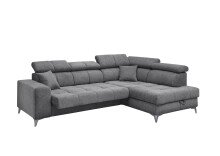 Ecksofa >SYDNEY< Elektrische Sitztiefenverstellung, 5 verstellbare Kopfstützen, Bettkasten, in anthrazit - 268x105x172 (BxHxT)