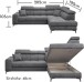 Ecksofa >SYDNEY< Elektrische Sitztiefenverstellung, 5 verstellbare Kopfstützen, Bettkasten, in anthrazit - 282x105x198 (BxHxT)
