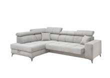 Ecksofa >SYDNEY< Elektrische Sitztiefenverstellung, 5 verstellbare Kopfstützen, Bettkasten, Bezugsstoff "taupe" - 268x105x172 (BxHxT)