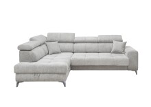 Ecksofa >SYDNEY< Elektrische Sitztiefenverstellung, 5 verstellbare Kopfstützen, Bettkasten, Bezugsstoff "taupe" - 268x105x172 (BxHxT)