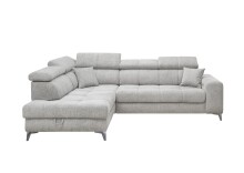 Ecksofa >SYDNEY< Elektrische Sitztiefenverstellung, 5 verstellbare Kopfstützen, Bettkasten, Bezugsstoff "taupe" - 282x105x198 (BxHxT)