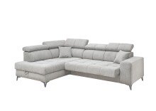 Ecksofa >SYDNEY< Elektrische Sitztiefenverstellung, 5 verstellbare Kopfstützen, Bettkasten, Bezugsstoff "taupe" - 268x105x172 (BxHxT)