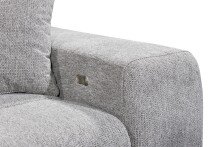 Ecksofa >SYDNEY< Elektrische Sitztiefenverstellung, 5 verstellbare Kopfstützen, Bettkasten, Bezugsstoff "taupe" - 268x105x172 (BxHxT)