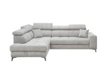 Ecksofa >SYDNEY< Elektrische Sitztiefenverstellung, 5 verstellbare Kopfstützen, Bettkasten, Bezugsstoff "taupe" - 268x105x172 (BxHxT)