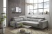 Ecksofa >SYDNEY< Elektrische Sitztiefenverstellung, 5 verstellbare Kopfstützen, Bettkasten, Bezugsstoff "taupe" - 268x105x172 (BxHxT)