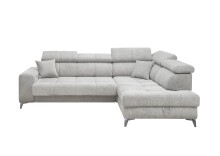 Ecksofa >SYDNEY< Elektrische Sitztiefenverstellung, 5 verstellbare Kopfstützen, Bettkasten, Bezugsstoff "taupe" - 268x105x172 (BxHxT)