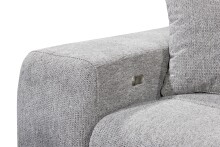 Ecksofa >SYDNEY< Elektrische Sitztiefenverstellung, 5 verstellbare Kopfstützen, Bettkasten, Bezugsstoff "taupe" - 268x105x172 (BxHxT)