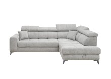 Ecksofa >SYDNEY< Elektrische Sitztiefenverstellung, 5 verstellbare Kopfstützen, Bettkasten, Bezugsstoff "taupe" - 268x105x172 (BxHxT)