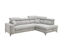 Ecksofa >SYDNEY< Elektrische Sitztiefenverstellung, 5 verstellbare Kopfstützen, Bettkasten, Bezugsstoff "taupe" - 268x105x172 (BxHxT)