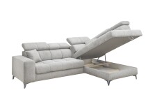 Ecksofa >SYDNEY< Elektrische Sitztiefenverstellung, 5 verstellbare Kopfstützen, Bettkasten, Bezugsstoff "taupe" - 268x105x172 (BxHxT)