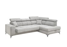 Ecksofa >SYDNEY< Elektrische Sitztiefenverstellung, 5 verstellbare Kopfstützen, Bettkasten, Bezugsstoff "taupe" - 282x105x198 (BxHxT)