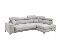 Ecksofa >SYDNEY< Elektrische Sitztiefenverstellung, 5 verstellbare Kopfstützen, Bettkasten, Bezugsstoff "taupe" - 268x105x172 (BxHxT)