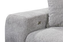 Ecksofa >SYDNEY< Elektrische Sitztiefenverstellung, 5 verstellbare Kopfstützen, Bettkasten, Bezugsstoff "taupe" - 268x105x172 (BxHxT)