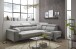 Ecksofa >SYDNEY< Elektrische Sitztiefenverstellung, 5 verstellbare Kopfstützen, Bettkasten, Bezugsstoff "taupe" - 268x105x172 (BxHxT)