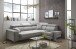 Ecksofa >SYDNEY< Elektrische Sitztiefenverstellung, 5 verstellbare Kopfstützen, Bettkasten, Bezugsstoff "taupe" - 268x105x172 (BxHxT)