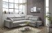 Ecksofa >SYDNEY< Elektrische Sitztiefenverstellung, 5 verstellbare Kopfstützen, Bettkasten, Bezugsstoff "taupe" - 268x105x172 (BxHxT)
