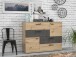 Sideboard >Skive< 4 Schubladen, 2 Türen, in Betonoptik / Artisan Eiche Dekor - 124,9x95,9x41,3cm B/H/T