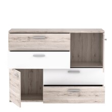 Sideboard >Skive< 4 Schubladen, 2 Türen, in Sandeiche Dekor / weiss - 124,9x95,9x41,3cm B/H/T