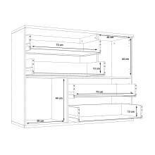 Sideboard >Skive< 4 Schubladen, 2 Türen, in Sandeiche Dekor / weiss - 124,9x95,9x41,3cm B/H/T