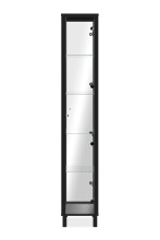 Glasvitrine >Albi< 1 Tür links/recht montierbar, 4 Böden, in Schwarz, - 33x189x33cm (BxHxT)