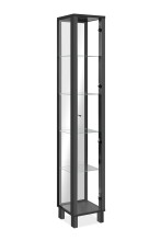 Glasvitrine >Albi< 1 Tür links/recht montierbar, 4 Böden, in Schwarz, - 33x189x33cm (BxHxT)