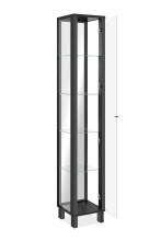Glasvitrine >Albi< 1 Tür links/recht montierbar, 4 Böden, in Schwarz, - 33x189x33cm (BxHxT)