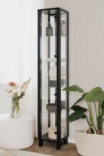 Glasvitrine >Albi< 1 Tür links/recht montierbar, 4 Böden, in Schwarz, - 33x189x33cm (BxHxT)