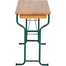 Bierzeltgarnitur >Biermöbel< 1x Tisch,  2x Bank, Rückenlehne, Kiefer lackiert, - 110x50x78x50 (LxBxHxT)