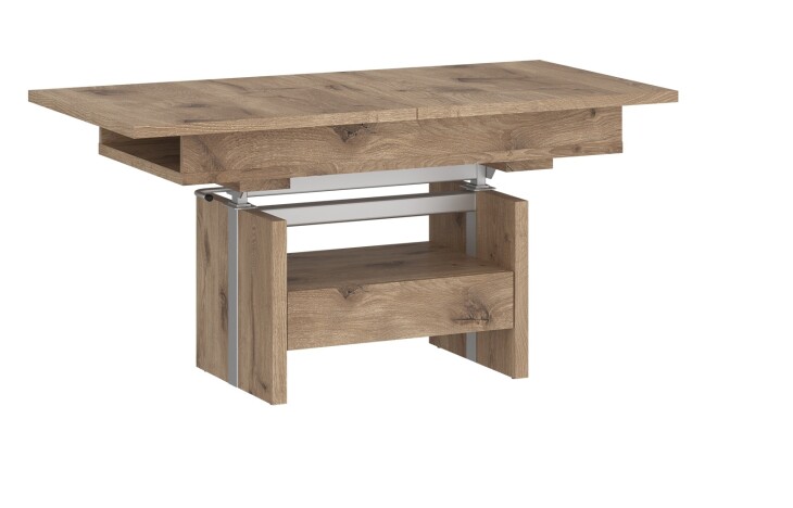 Couchtisch >CORTADO< ausziehbar bis 150cm, höhenverstellbar bis 72cm, in Viking Eiche Dekor - 110/150x56/72x65cm (BxHxT)