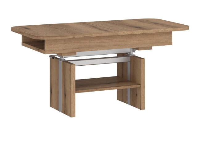 Couchtisch >CORTADO< ausziehbar bis 150cm, höhenverstellbar bis 72cm, in Coast Evoke Eiche Dekor - 110/150x56/72x65cm (BxHxT)