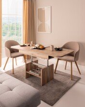 Couchtisch >CORTADO< ausziehbar bis 150cm, höhenverstellbar bis 72cm, in Viking Eiche Dekor - 110/150x56/72x65cm (BxHxT)