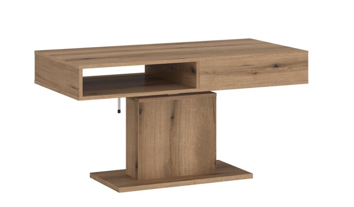 Couchtisch >CORTADO< höhenverstellbar bis 80cm, Schublade, in Coast Evoke Eiche Dekor - 110x60/80x65cm (BxHxT)