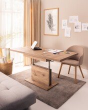 Couchtisch >CORTADO< ausziehbar bis 150cm, höhenverstellbar bis 74cm, in Artisan Eiche Dekor - 110/150x59/74x70cm (BxHxT)