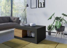 Couchtisch >LUCI< Schublade, in Artisan Eiche/Kosmos Grau - 110x50x70cm (BxHxT)