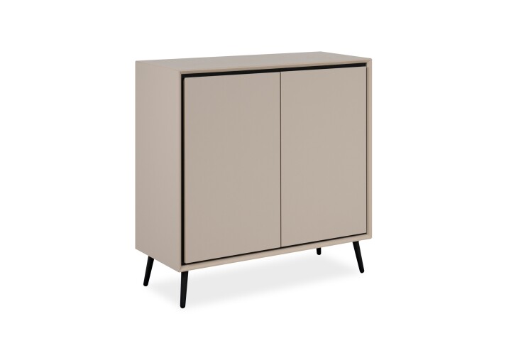 Kommode >Arona< 2 Türen, 2 Böden, in Sand / Schwarz - 90x90x38cm (BxHxT)