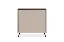 Kommode >Arona< 2 Türen, 2 Böden, in Sand / Schwarz - 90x90x38cm (BxHxT)