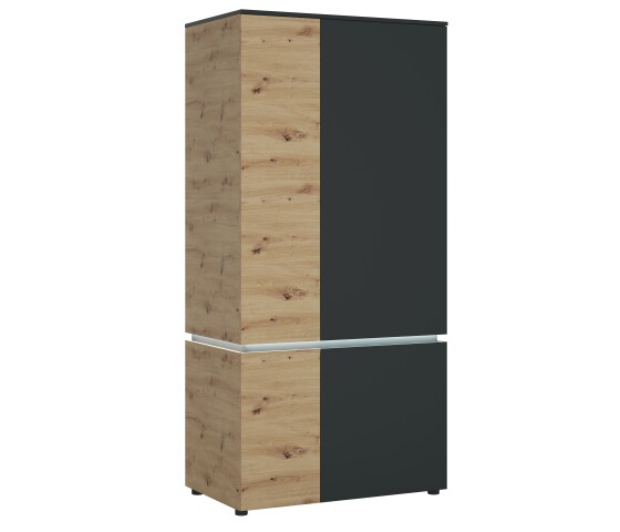 Drehtürenschrank >LUCI< 4 Türen, 1 Kleiderstange, 4 Böden, in Artisan Eiche Dekor / Kosmos Grau - 95x199x58cm (BxHxT)