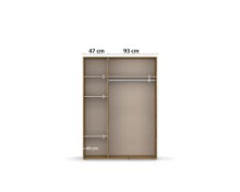 Drehtürenschrank >Voyager< 3 Türen, 4 Böden, 1 Stange, Front grau metallic / Spiegel, Korpus Eiche Artisan Dekor - 140x194x53cm B/H/T