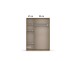 Drehtürenschrank >Voyager< 3 Türen, 4 Böden, 1 Stange, Front grau metallic / Spiegel, Korpus Eiche Artisan Dekor - 140x194x53cm B/H/T