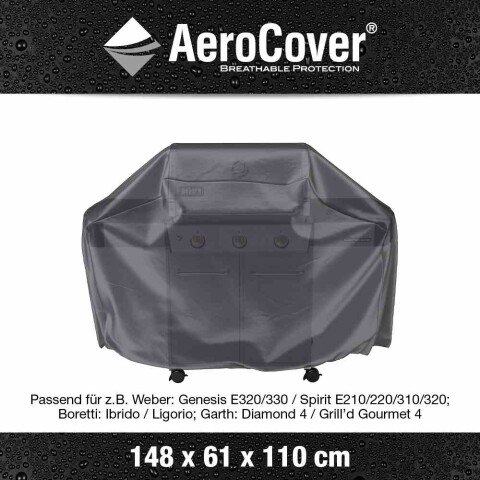 Grill-Schutzhülle >AeroCover< in anthrazit - 148x110x61 (BxHxT)