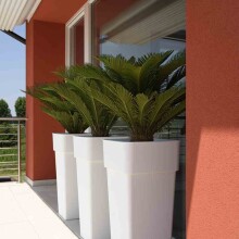 Pflanzkübel >Duo Quadro< in weiß, Kunststoff - 37x80x37cm (BxHxT)
